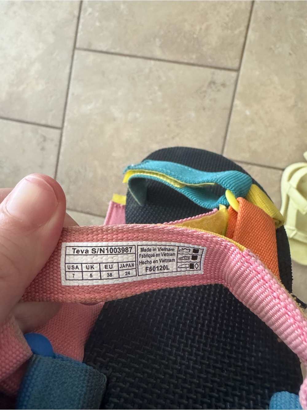 Teva Multicolor Strappy Sandals - Blue, Pink, Yellow, Orange, Teal - Picture 3 of 3